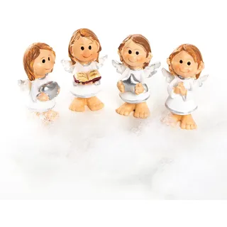 Logbuch-Verlag 4 kleine Engel Set betend Herz Kommunion Schutzengel Deko 4,5 cm Engelfiguren mini Geschenk
