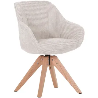 Ambia Home Armlehnstuhl , Beige , Textil , Eiche , massiv , eckig , 60x83x65 cm , Stoffauswahl, Sitzfläche 360° drehbar , Esszimmer, Stühle, Polsterstühle