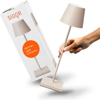 SIGOR Nuindie 2.0 LED Akku-Tischlampe, dünenbeige | Dimmbar • Indoor & Outdoor • IP54 • 38 cm • USB-C • 12 h Leuchtdauer