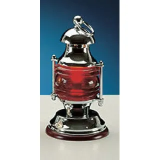 Edle Tischleuchte aus Messing in Chrom Rot h:27,5cm Schiffs Lampe Antik AQUARIA