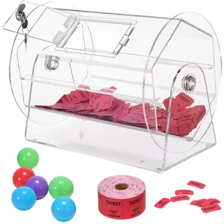 Vevor Lostrommel Glückskind 5000 Lose oder 200 Tombola-Kugeln Fassungsvermögen, Professioneller Los-Drehkäfig mit 2 Schlüsseln, Transparente Lotterie-Drehscheibe, Losbox für Lotteriespiele