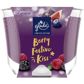 Glade Langanhaltende Duftkerze im Glas, Berry Festive Kiss, bis zu 30 Stunden Brenndauer, 4er Pack (4x204 g)