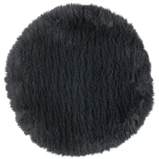 Brandsseller Sitzkissen Teppich Ø 38 cm Lammfelloptik rund Kunstfell Fellimitat Langflorteppich Lammfellauflage Schaffellimitat - Anthrazit