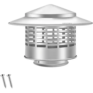 Qrity 1 Stück Edelstahl Lüftungsgitter, Schornsteinkappe, Kamin Schornstein Abdeckung, Kaminhaube Vogelschutz, für 75mm(2,95") Rohre