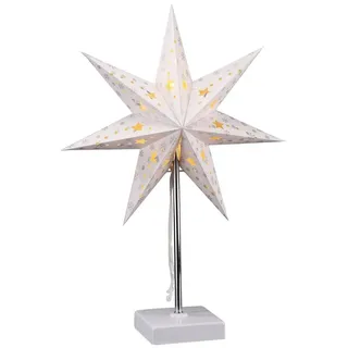 Spetebo LED Tischlampe Papierstern weiß - 35 cm - Batterie betrieben mit Timer Funktion