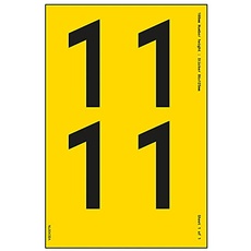 Ein Nummernblatt – 1 – 76 mm Höhe – 300 x 200 mm – gelbes selbstklebendes Vinyl