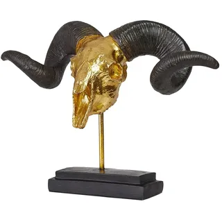 Hansmeier® Deko Skulptur Widder | Gold | Für Außen und Innen | 39 x 28 x 17 cm | Dekofigur | Moderne Dekorationsideen für Flur, Wohnzimmer, Garten