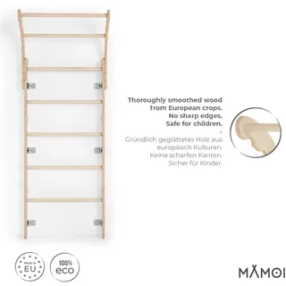 MAMOI® Klettergerüst Indoor, Sprossenwand für kinderzimmer, Turnringe kinder für klettern, Kletterwand und spielgeräte, Sportgeräte ab 3 jahre - Beige