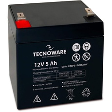 Tecnoware Ersatzbatterie für Unterbrechungsfreie Notstromversorgung (USV), Videoüberwachungs und Alarmsysteme - 12V Kapazität 5 Ah Faston-Anschluss 6.3 mm - Abmessungen 9 x 10 x 7 cm