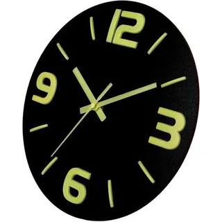 Schwarze 30cm LED Wanduhr mit stummer Sekundenanzeige und arabischen Ziffern für den Wohnbereich, Küche, Büro und Schlafzimmer. - Schwarz