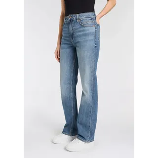 Straight-Jeans BOSS ORANGE "Ada 10.0 Premium Damenmode", Damen, Gr. 27, Länge 30, blau (dunkelblau 403), Denim/Jeans, Obermaterial: 100% Baumwolle, unifarben, Jeans Straight-Jeans, mit hohem Bund, High Rise