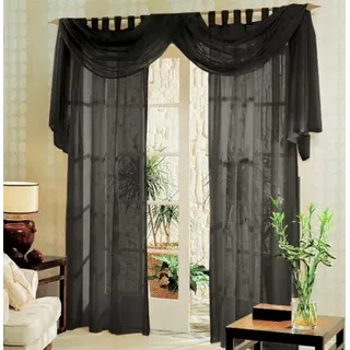 Gardinenbox Voile komplett GARDINEN Set 3tlg., Schwarz, 60999