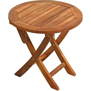 Klapptisch Balkontisch Beistelltisch 48 cm Rund Akazienholz Tisch Gartentisch - Braun