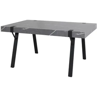 Mendler Esstisch HWC-L54, Tisch Küchentisch Esszimmertisch, Industrial Metall 150x90cm ~ Marmor-Optik grau