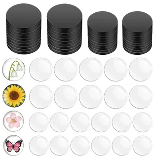 LIULINY 100 Stück Runde Glas Kühlschrankmagnete, Inklusive 50 Stück 25 mm 28 mm Runde Magnetscheiben und 50 Anzahl 25 mm 30 mm kühlschrankmagnete Glas Magnete für Kühlschrank Büro Whiteboard