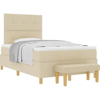 vidaXL Boxspringbett mit Matratze Creme 120 x 200 cm Stoff - Creme