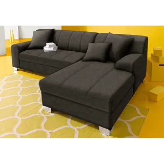 INOSIGN Ecksofa »Turah incl. Zierkissen, moderne Steppung, auch in Leder«, wahlweise mit Bettfunktion, Schlafsofa, B/T/H: 239/152/75 cm, L-Form, grau