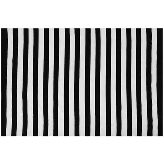 Beliani Teppich Schwarz mit Weiß 140 x 200 cm mit Streifen Handgewebt Rechteckig Modern - Schwarz, Weiß