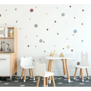 QuoteMyWall 150 neutrale Boho Chic Polka Dot Wandaufkleber für Kinder Kinderzimmer Kinder Wandaufkleber Abnehmbare Wandkunst Dekor