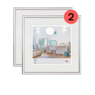 walther design Bilderrahmen New Lifestyle Kunststoffrahmen 20x20 cm Silber, Doppelpack, KV220SD
