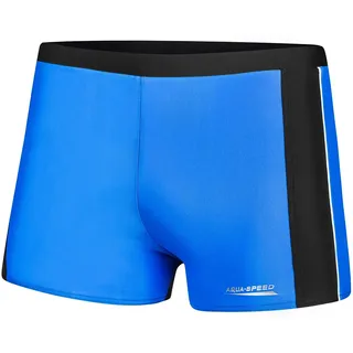 Aqua Speed Blaue Kurze Badehose Männer + gratis eBook | Boxer Schwimmhose Herren | UV Badepants Wassersport | Jason, Gr. XXL, Blue Gray White Piping