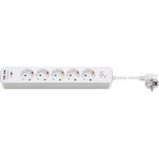 Pro 5-way power strip with switch and 2 USB ports
