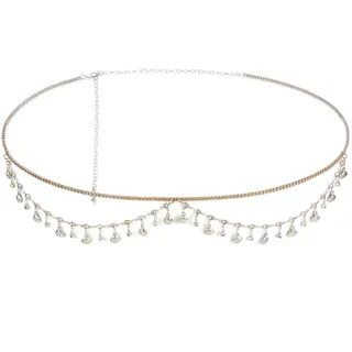 Faletony Mode Glitzer Kettengürtel Strassgürtel Damen Eleganter Taillenkette Gürtel Schmaler Kettengürtel Doppelschichtige Taillenkettengürtel für Mädchen und Frauen Jeans Kleider