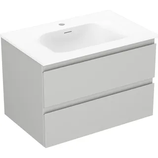 Mexen Orio Badezimmerschrank 70 cm mit Waschbecken Vela, 2 Schubladen, Grau Matt/Weiß Matt - 91A10-07047-2-BFF62-W23M01 - Grau, Weiß