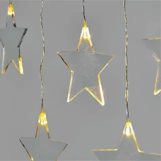 EMOS Mini Lichtervorhang mit 8 Sternen, LED-Lichterkette 84cm mit Sternen, Warmweiß, Lichtergirlande + Netzteil, Leuchtdauer 10.000 h, IP44 für Innen und Außen, für Party, Weihnachten, Deko