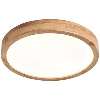 Schindora Holz LED Deckenleuchte, 21 W, warmweiß, 3000 K, 1600 lm, runde Holz-Deckenleuchten Ø30 cm, für Lounge, Wohnzimmer, Küche, Esszimmer, Flur, Zuhause, Büro, Kinderzimmer