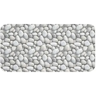 OnlyWow Badematte Steine - Grau - Oval Badezimmerteppich 120x60 cm , Hellgrau , Textil , Füllung: Polyurethan (Pur) , Rechteckig , 120x60 cm , Heimtextilien, Badtextilien, Badematten