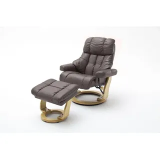 Robas Lund Relaxsessel Calgary Leder 58 x 110 x 0 cm Braun mit Hocker