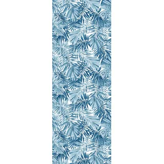 queence Vinyltapete »Tropische Blätter-Blau«, bedruckt-Motiv-botanisch-floral-gemustert-natürlich, 90x250cm, selbstklebend, kinderleichte Anbringung, Sticker, bunt