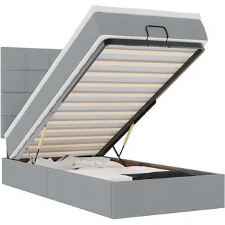 vidaXL Ottomane Bett mit Matratze & LEDs Hellgrau 90x200 cm Stoff - Grau