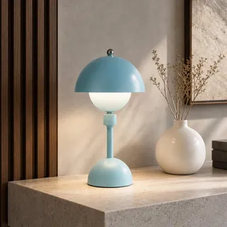 Aigostar Magnetische Kabellose Akku Tischlampe, 3 Farbmodi und Touch Dimmbar, 360°-drehbare Moderne Nachttischlampe, für Indoor und Outdoor - 1 Stück, Blau