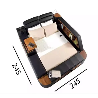 Multifunktion Bett Doppelbetten Modernes Bettgestell Betten 200x200cm Hotel Neu - Grau