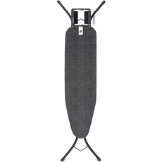 Brabantia - Bügelbrett A - für Dampfbügeleisen - Höhenverstellbar - für Links- und Rechtshänder - Solider Vierfußrahmen - Leicht versetzbar - Denim Black - 110 x 30 cm