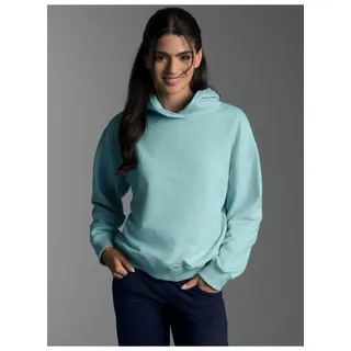 Sweatshirt TRIGEMA "TRIGEMA Dünner Oversize-Hoodie", Damen, Gr. L, blau (gletscher), Sweatware, 50% Baumwolle, 50% Polyester, Basic, Sweatshirts Sweatshirt
