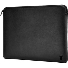 TORRO Laptop-Hülle - Laptoptasche aus echtem Leder mit Reißverschluss und Wollfilz-Futter Kompatibel mit 13-15,6 Zoll Laptops (Schwarz)