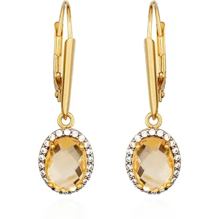 NKlaus Paar Ohrhänger 333 Gelbgold 8 Karat 12x8mm mit echt Citrin Damen Goldohrringe 14546