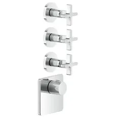 Gessi Inciso Wellness Fertigmontage-Set für 3/4 Hochleistungs Unterputz-Thermostat, vertikale Montage, 3 separate Wege, 58346, Farbe: Chrom