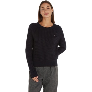 Tommy Hilfiger Damen Pullover C-Neck Strickpullover, Schwarz (Black), XS