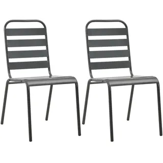 vidaXL Stapelbare Gartenstühle 55 x 43 x 43 cm grau 2 St.