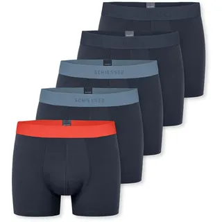 SCHIESSER Herren 5 Pack Bio Baumwolle, Multipack-95/5 Organic Boxershorts 5er in Dunkelblau | Gr.: 7