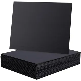 NBEADS 20 Blätter Wellpappe Kunststoffplatten, 28x21.5cm Leere Hof-Rasen-Schilder 3mm Dickes Rechteck Wellpappe Schild Plastik Geriffelte Blätter für Werbetafel Modell DIY Crafts, Schwarz