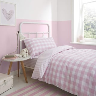 Catherine Lansfield Check and Stripe Pink Bettwäsche-Set 140 x 220 + 65 x 65 cm