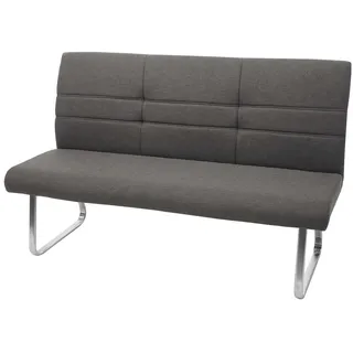 Mendler Sitzbank HWC-G55, Esszimmerbank Bank, Stoff/Textil Edelstahl gebürstet ~ grau-braun 180cm