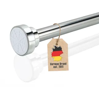 Intirilife Teleskopstange in SILBER 150-283 cm- Ausziehbare Stange, Edelstahl, verstellbar, rutschfest, vielseitig einsetzbar ohne Bohren und Schrauben- Klemmstange Duschvorhangstange Gardinenstange
