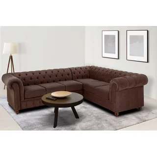 OTTO home Chesterfield Eckcouch Leder 2-Sitzer Braun