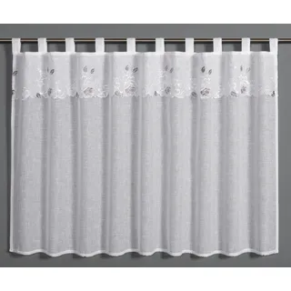 GARDINIA Sehlbach Bistrogardine Dolly-Voile Stickerei Borte, Weiß, 135 x 75 cm Bistrogardine, Elegante Stickerei, Blickdicht, Lichtdurchlässig, Einfache Dekoration